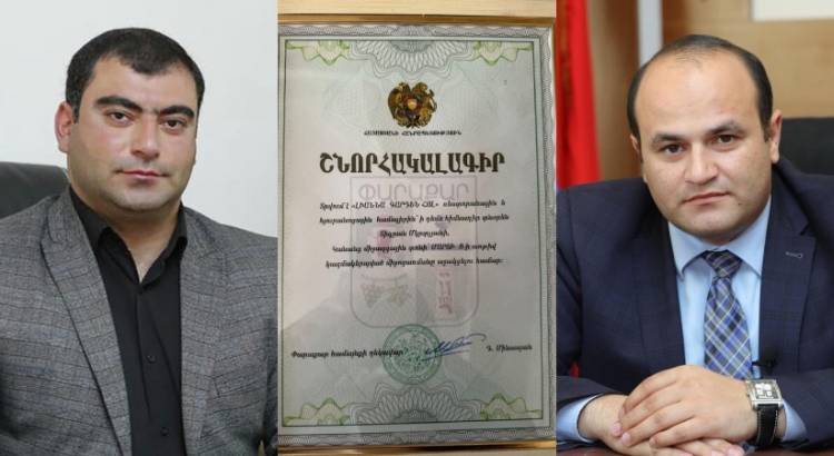 Փարաքարի սկանդալային համայնքապետը շնորհակալագիր է տվել նախարարին պատկանող ռեստորանին 