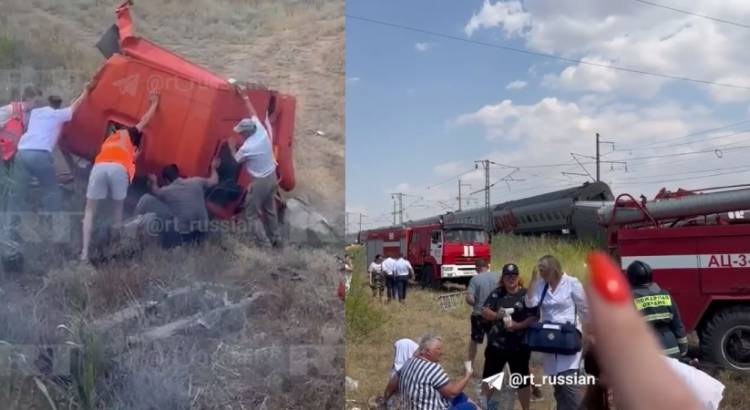 «Ո՜ղջ է․․․»․ գնացքի հետ բախված «ԿամԱԶ»-ի վարորդի փրկության կադրերը, 140 մարդ վիրավnրվել է (տեսանյութեր)