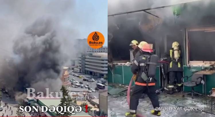 Բաքվում առևտրի կենտրոնի մոտ սրճարան է այրվել (տեսանյութեր)
