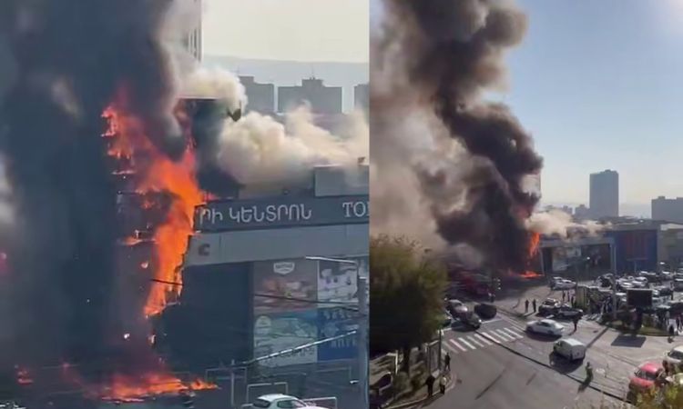 Տեսանյութ. Խոշոր հրդեհ՝ Կոմիտասի պողոտայի «Երևան Սիթի» սուպերմարկետի տարածքում